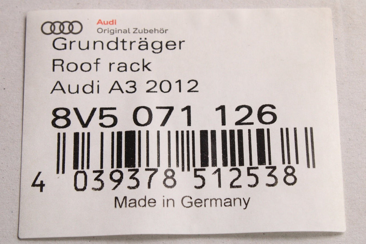 Audi A3 S3 RS3 8V 2013-20 saloon accessory carrier roof bars 8V5071126