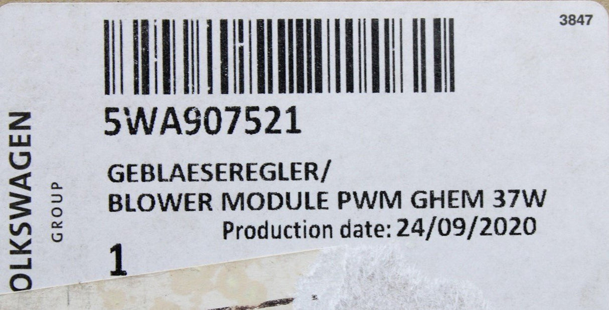 VW Audi Skoda SEAT heater fan resistor control unit 5Q0907521C 5WA907521