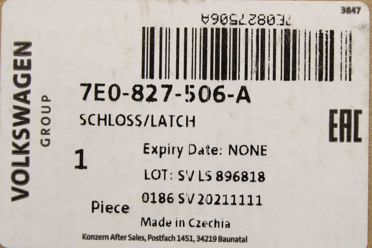 VW Transporter T6 T6.1 rear wing door latch (lower right) 7E0827506A