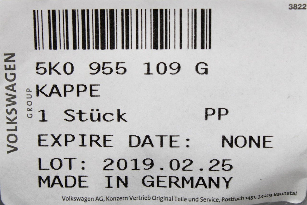 VW Golf R MK6 09-13 headlight washer jet cover (left) 5K0955109G GRU