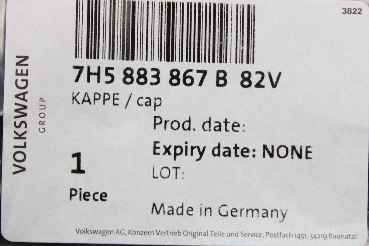 VW Transporter T6 rear seat guide rail end cap (rear) 7H5883867B 82V