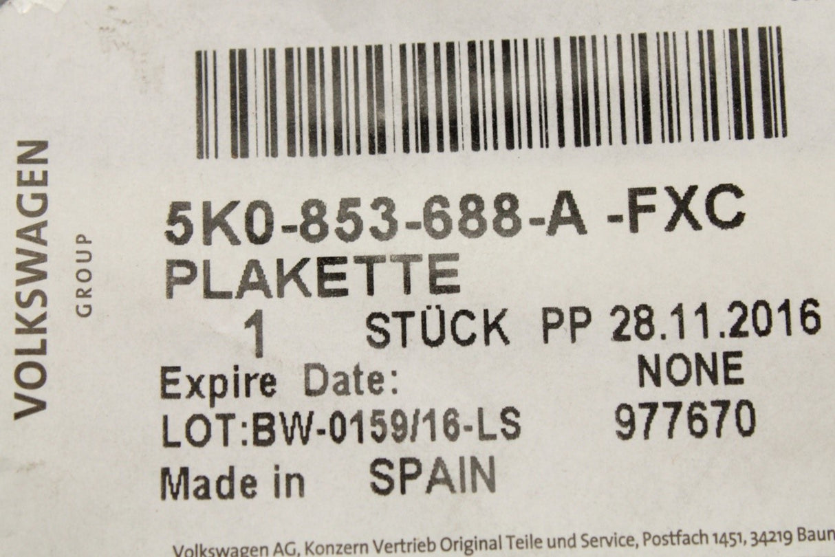 VW Arteon Beetle Golf Passat Polo Touareg R-Line badge 5K0853688A FXC
