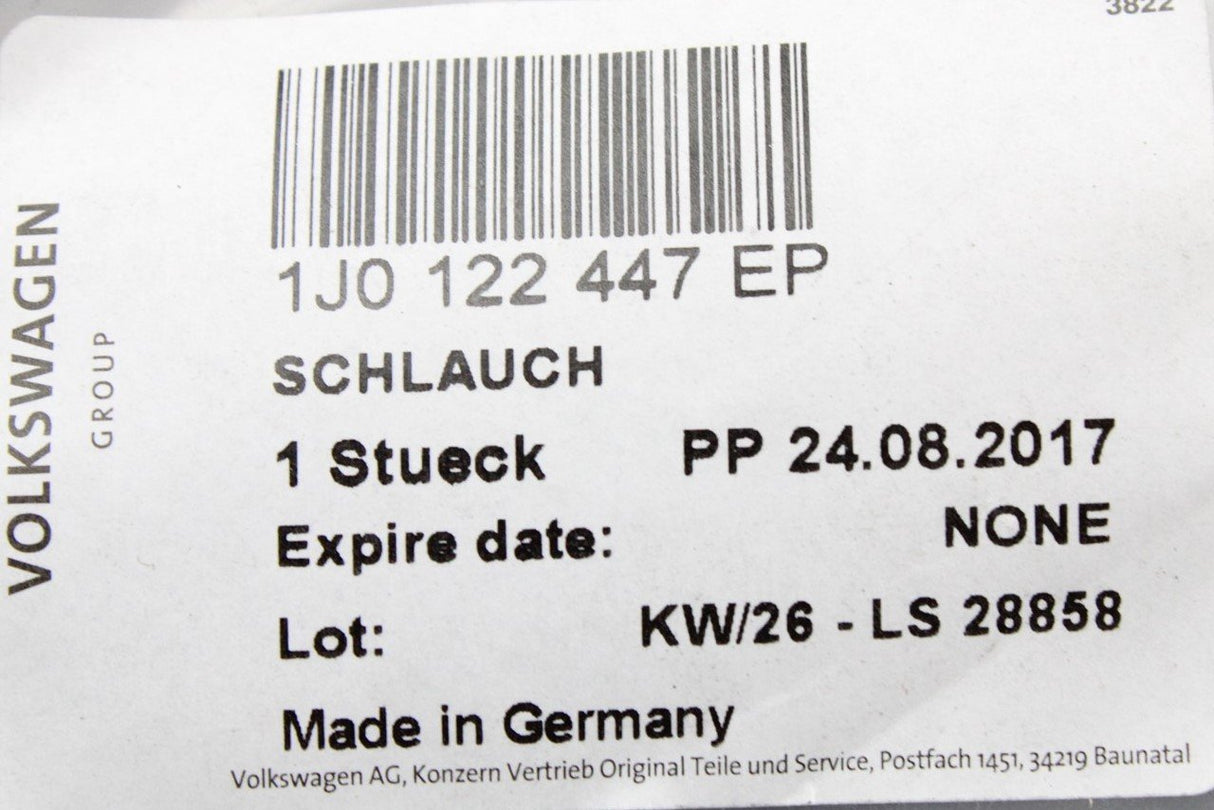 VW Golf MK4 Bora Audi A3 Skoda SEAT Coolant return pipe TDI 1J0122447EP