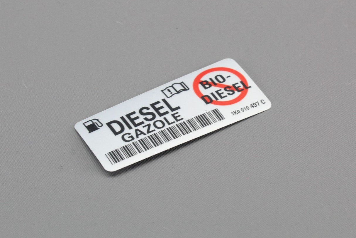VW Audi Skoda SEAT diesel sticker warning for filler flap lid 1K0010497C