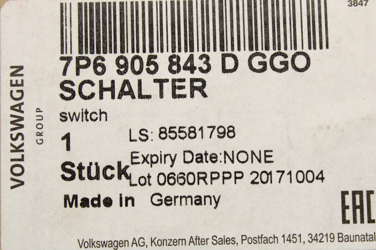 VW Touareg 2013-18 ignition starter switch 7P6905843D GGO