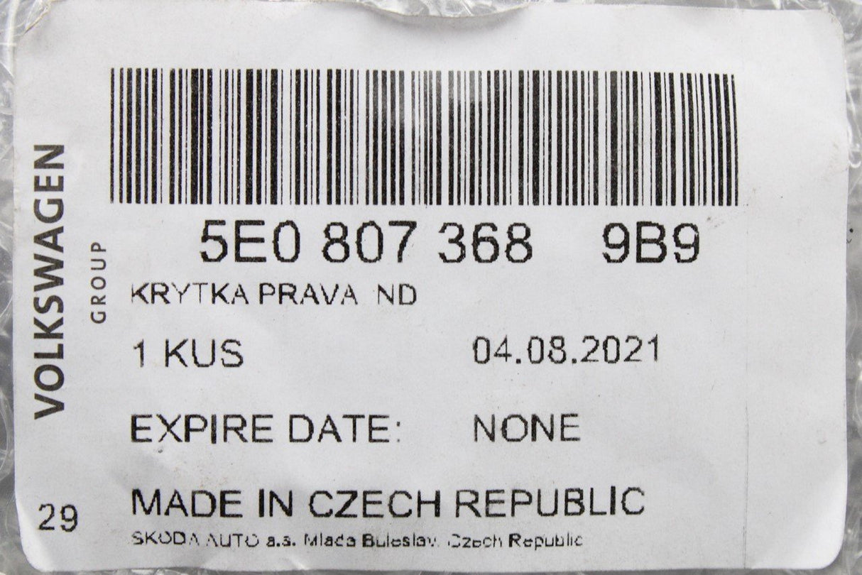 Skoda Octavia 5E 2013-2017 Front lower grille cap (right) 5E0807368 9B9