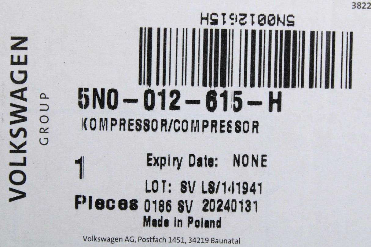 VW Audi Skoda SEAT Air tyre compressor tool 12V 5N0012615H