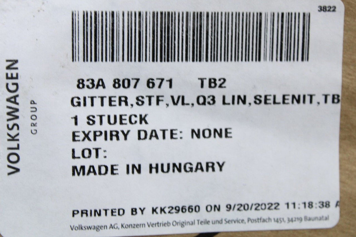 Audi Q3 2019-on air guide grille (front left) 83A807671 TB2