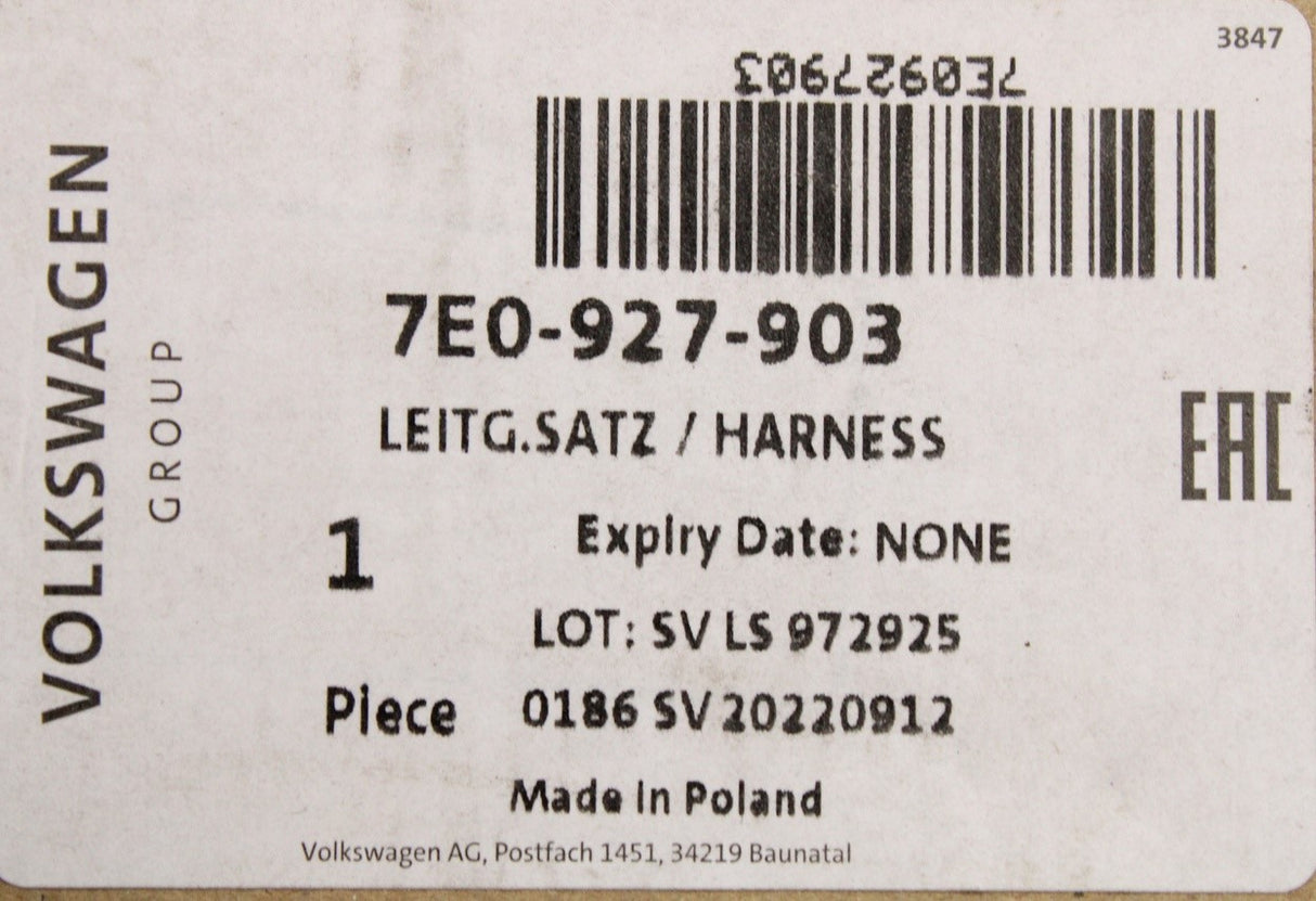 VW Transporter T5.1 front ABS speed sensor wiring loom (left) 7E0927903