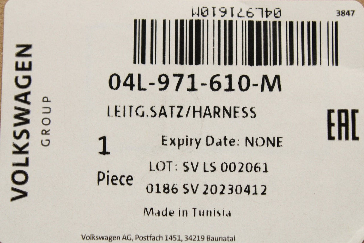 VW Transporter T6 16-19 2.0TDI engine wiring harness 04L971610M