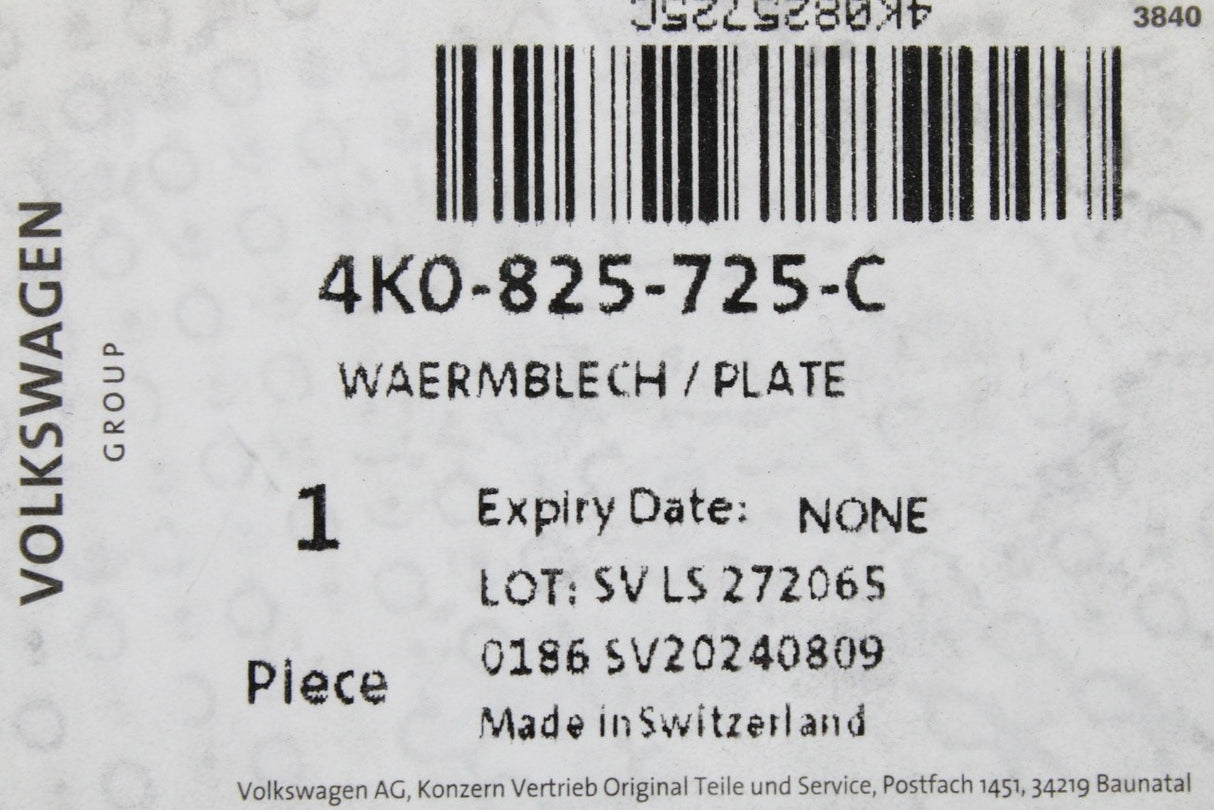 Audi A6 2019-2026 A7 2019-2026 rear exhaust heat shield 4K0825725C