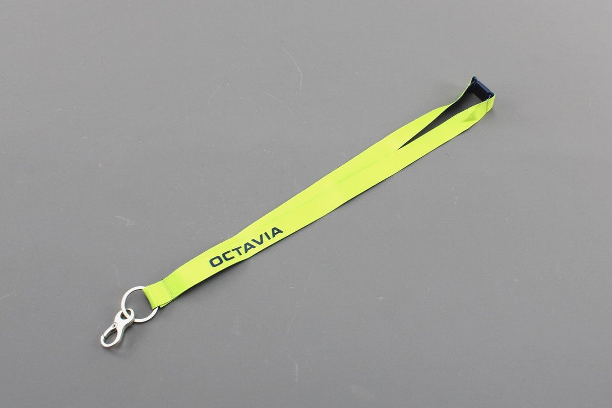 Skoda Octavia accessory lanyard with clip (blue/lime yellow) 5E3087610