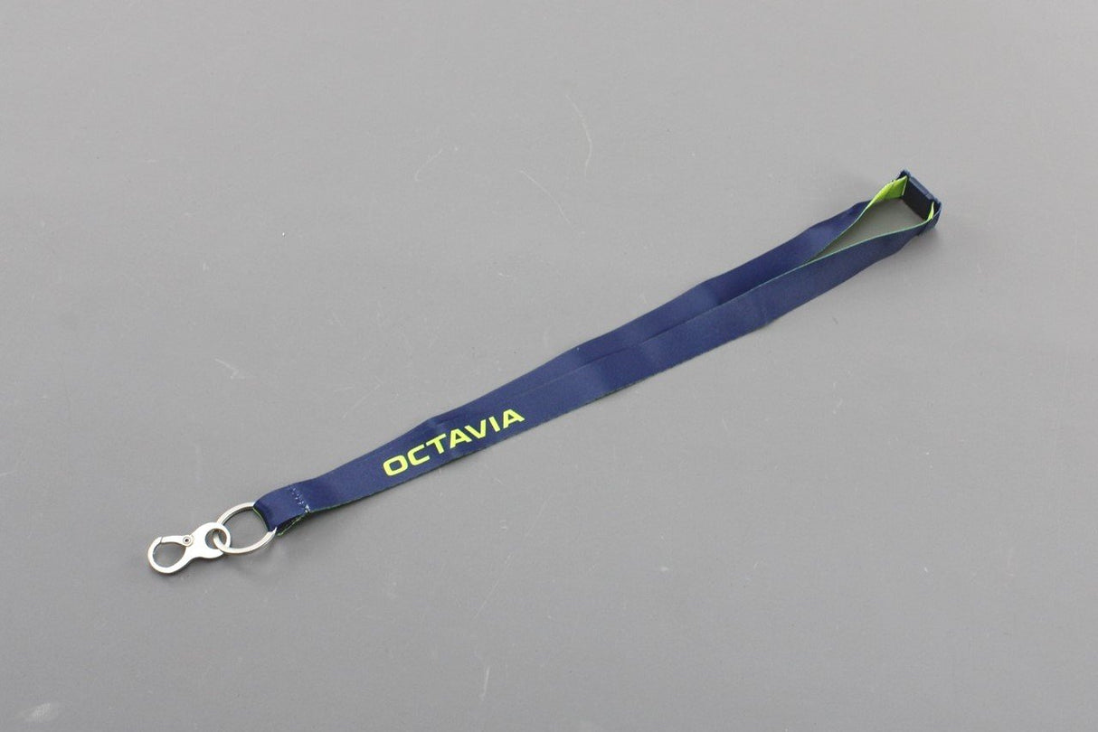 Skoda Octavia accessory lanyard with clip (blue/lime yellow) 5E3087610
