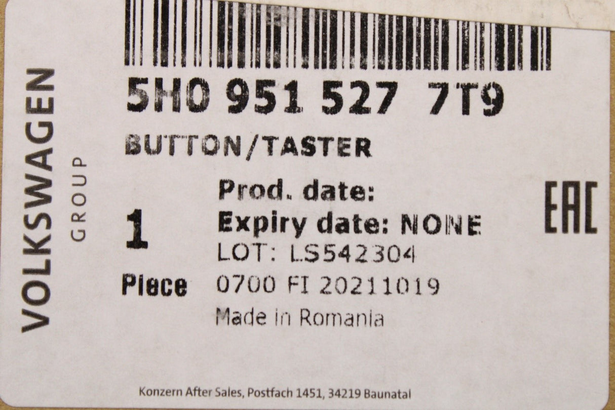 VW Golf MK8 Arteon Tiguan 2016-on tiptronic paddle (left) 5H0951527 7T9