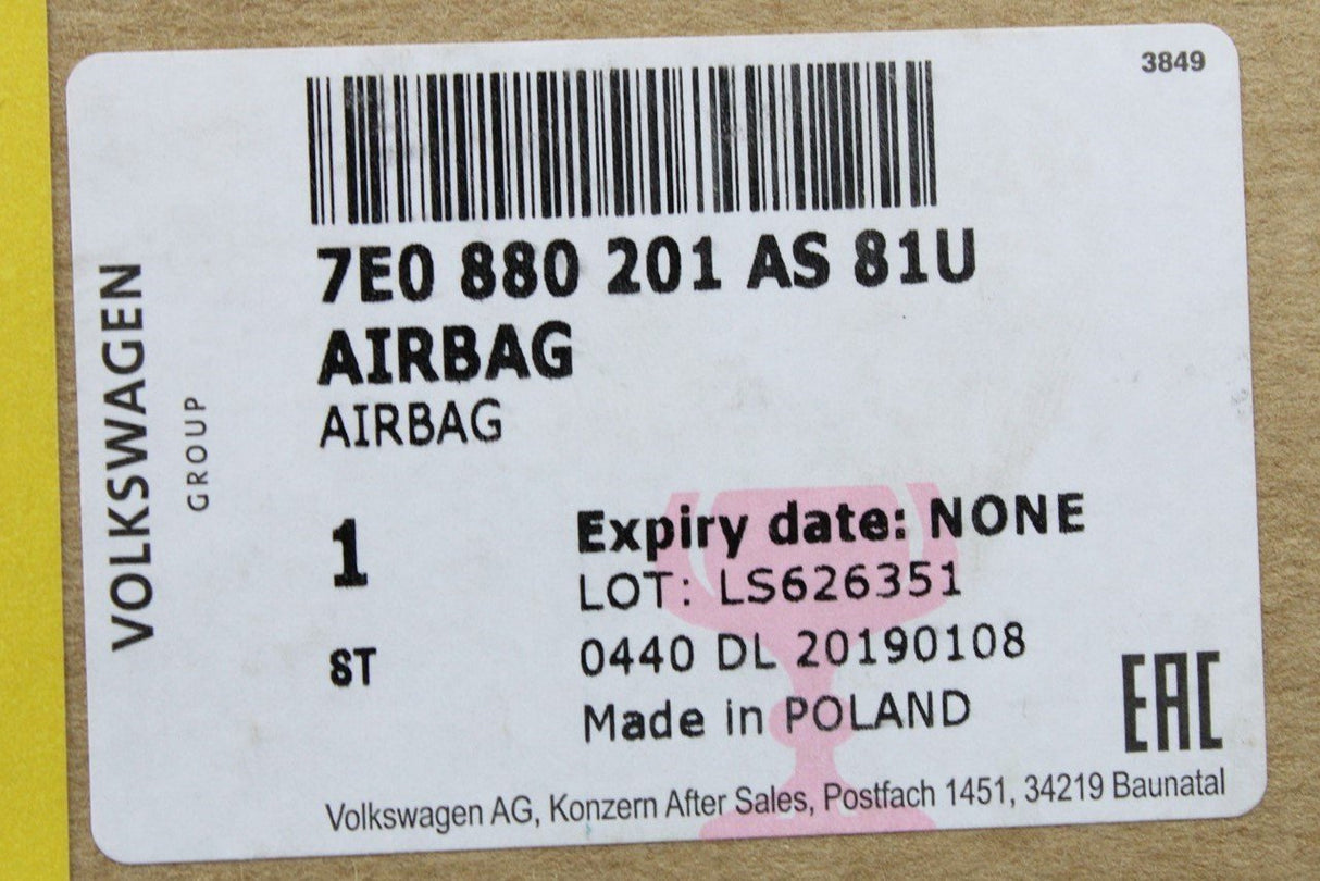 VW Transporter T6 2016-2020 steering wheel airbag unit 7E0880201AS81U
