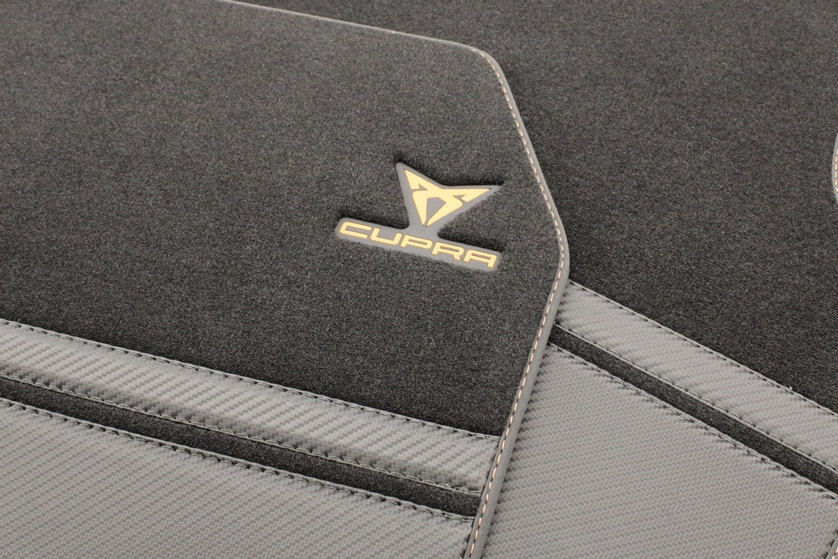 CUPRA Formentor 2021-on front & rear carbon effect floor mats with safety kit 5FH093990B