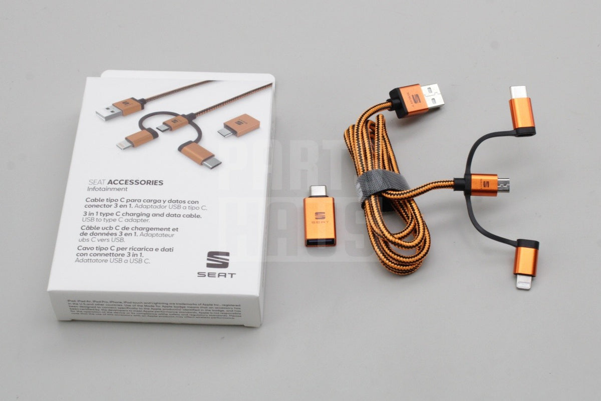 SEAT accessory 3-in-1 usb charging cable 000051444AS