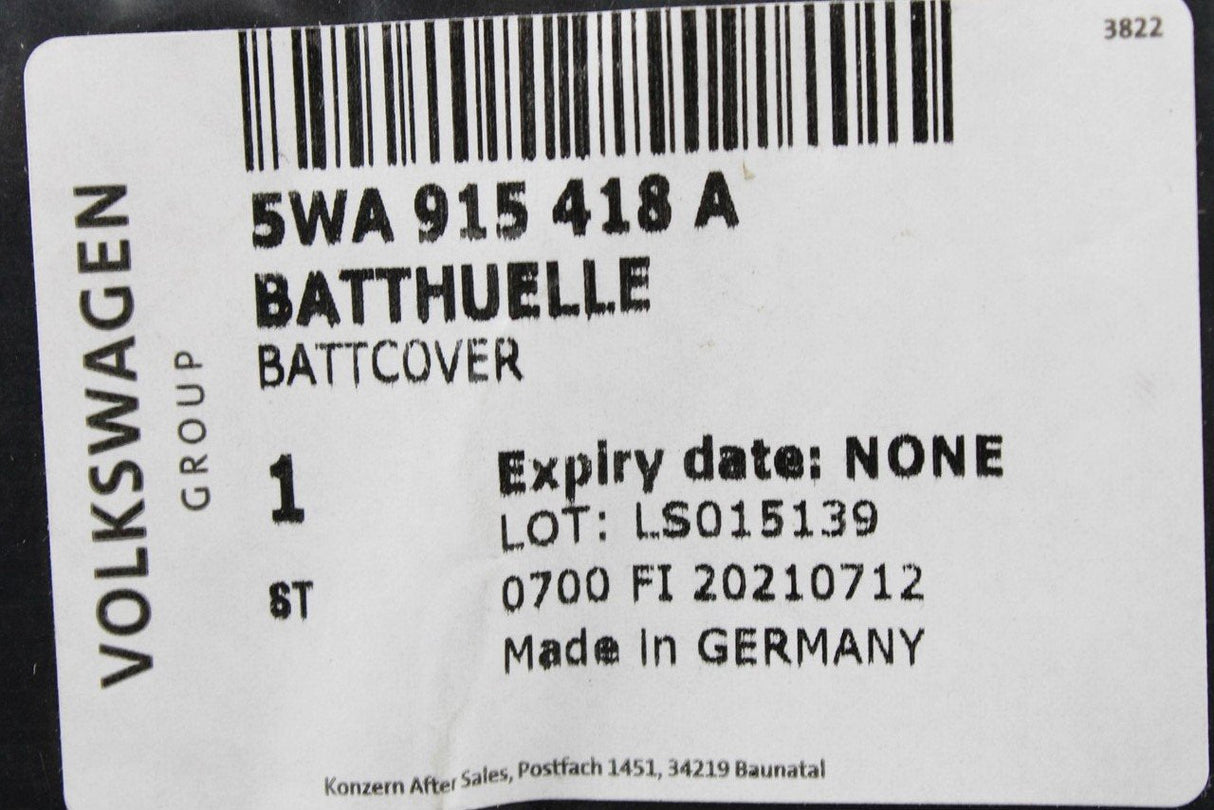 VW Audi Skoda SEAT Battery protection cover 5WA915418A