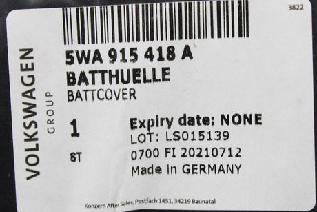 VW Audi Skoda SEAT Battery protection cover 5WA915418A