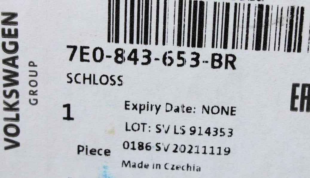 VW Transporter T5 T5.1 T6 sliding door lock mechanism (left) 7E0843653BR