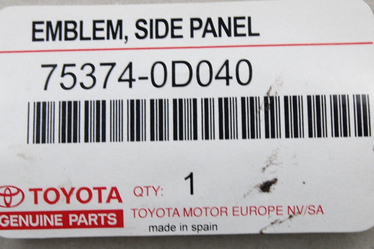Toyota hybrid side panel emblem 75374-0D040