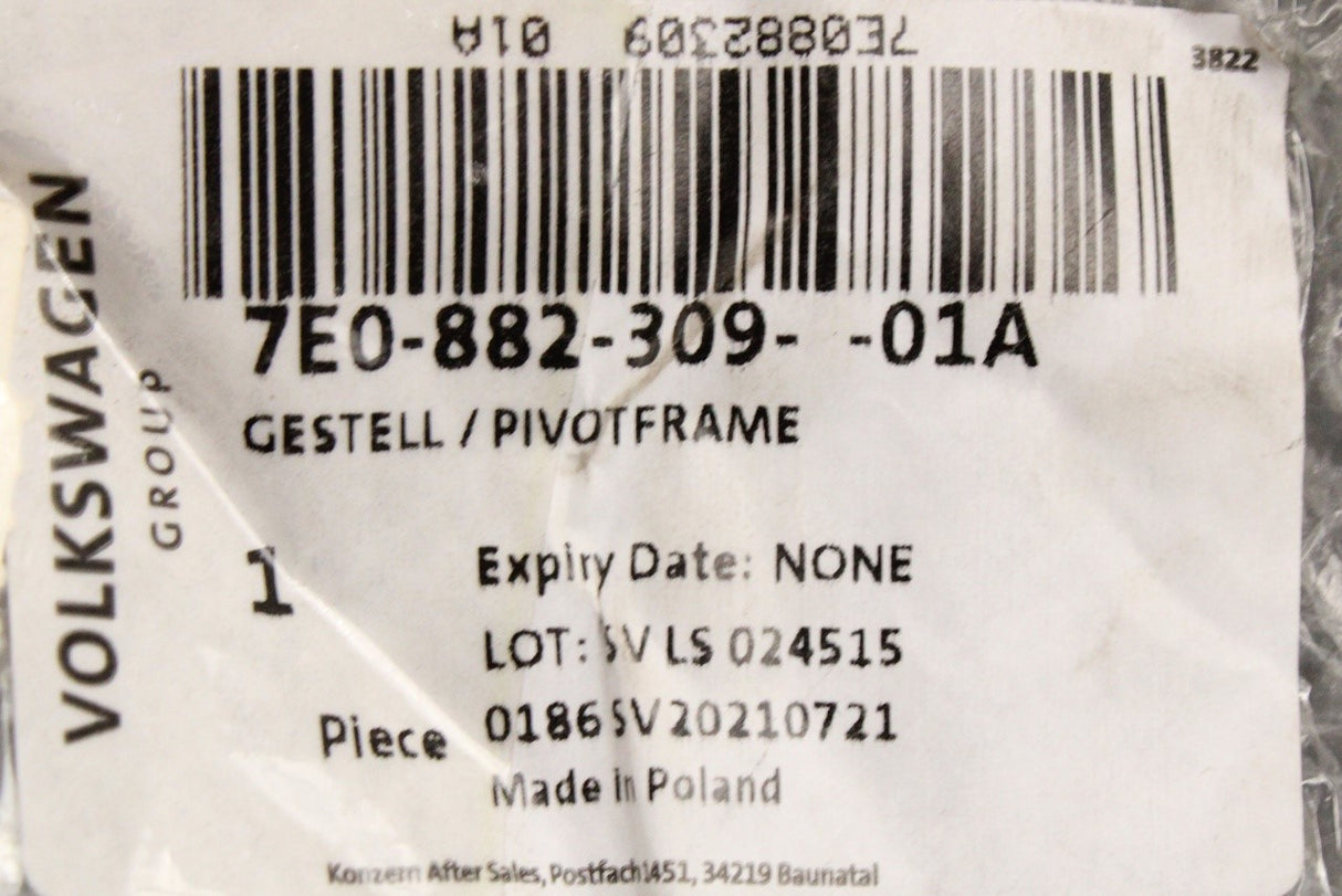 VW Transporter T6 pivot mounting for swivel seat (left) 7E0882309 01A