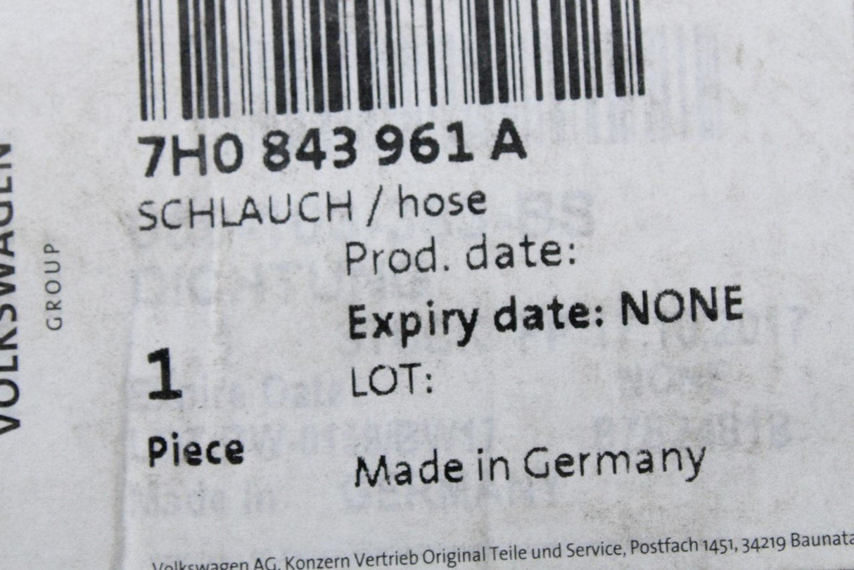 VW Transporter T5 T5.1 T6 sliding door water drainage hose 7H0843961A