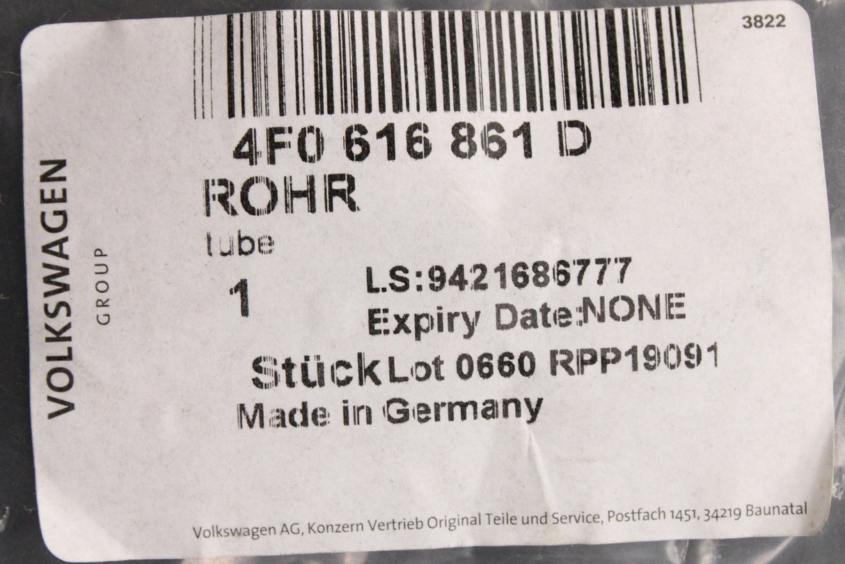 Audi RS6 08-11 variable suspension damping pipe (centre left) 4F0616861D