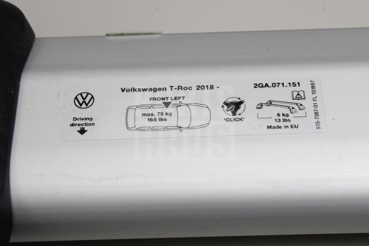 Genuine VW T-Roc 2018-on roof bars (silver) 2GA071151