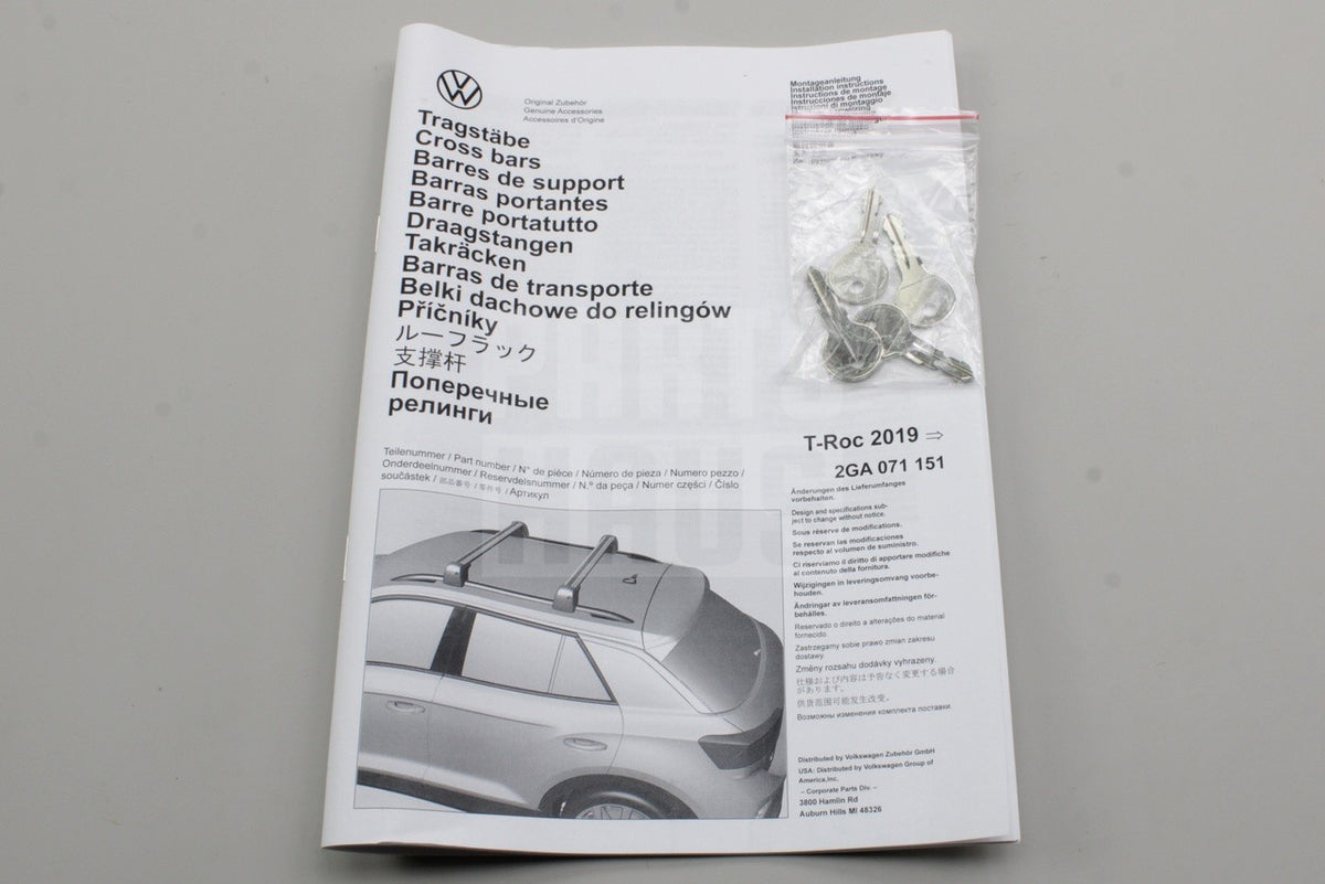 Genuine VW T-Roc 2018-on roof bars (silver) 2GA071151