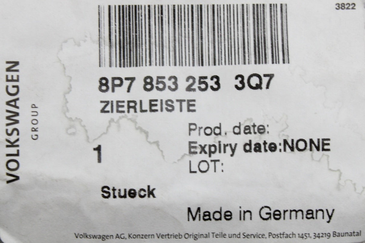 Audi A3 Cabriolet 2008-13 convertible surround trim (left) 8P7853253 3Q7