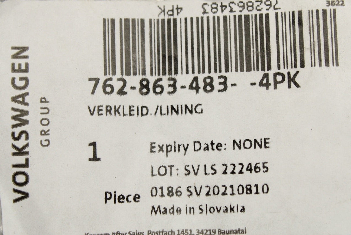 VW Touareg 2018-on RHD a-pillar lower trim (left) 762863483 4PK