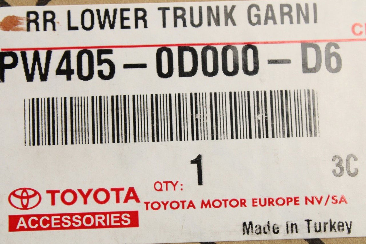 Toyota Yaris 2020-on lower boot lid trim (vivid coral) PW405-0D000-D6