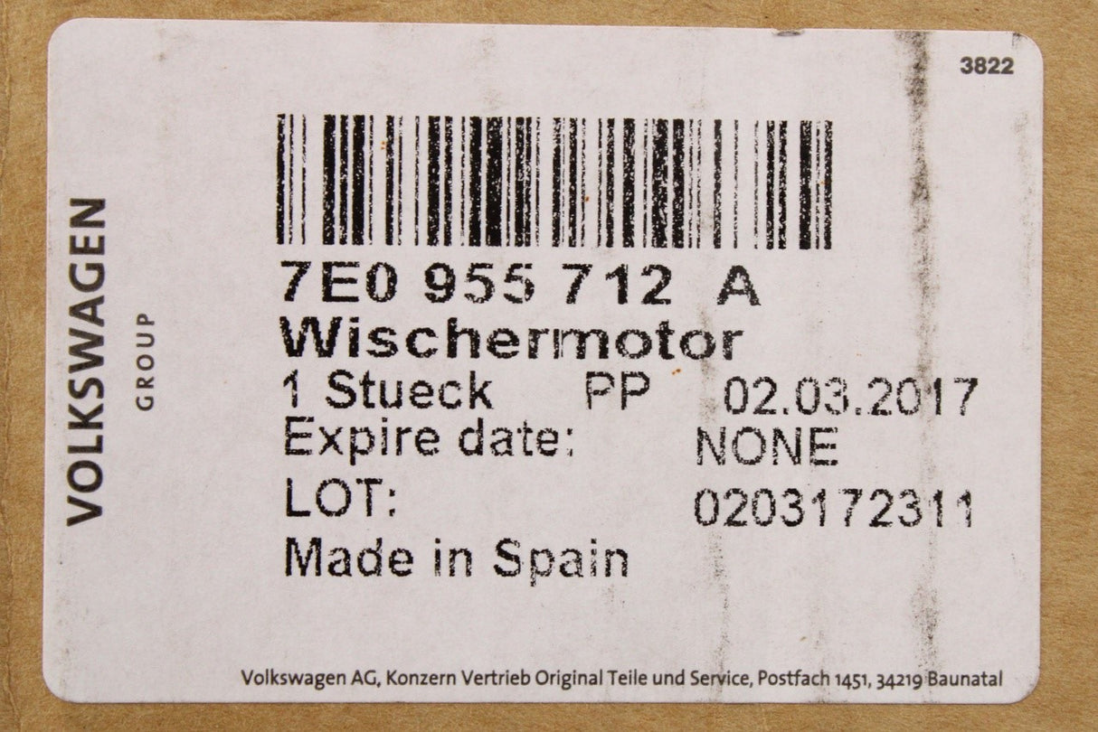 VW Transporter T5 T6 T6.1 rear right wiper motor (wing doors) 7E0955712A