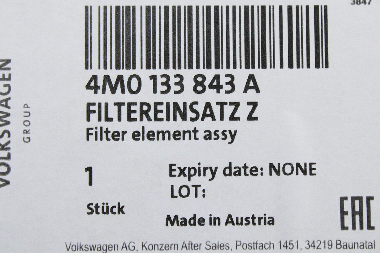 VW Touareg 18-on Audi Q7 16-on Q8 19-on 4.0 TDI air filter 4M0133843A