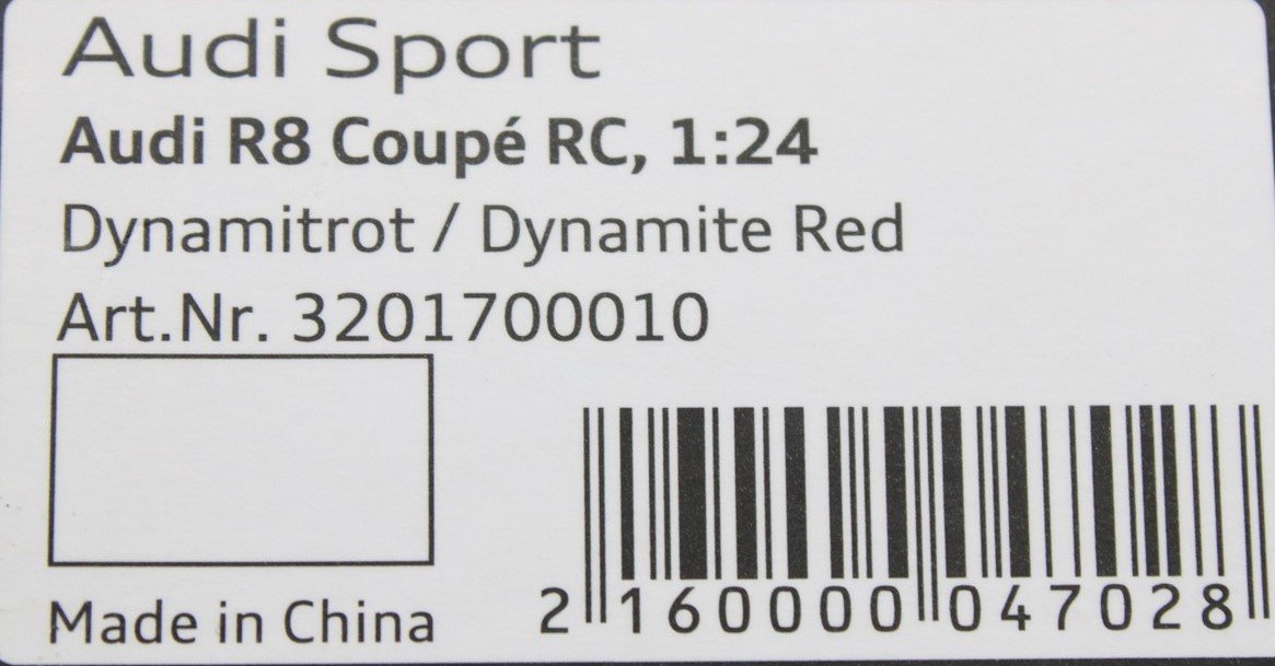 Audi R8 Coupe 1:24 scale remote control RC car (red) 3201700010