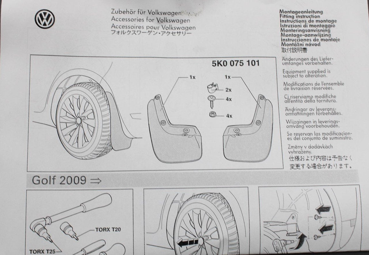 VW Golf MK6 2009-13 accessory mud flaps set (rear) 5K0075101