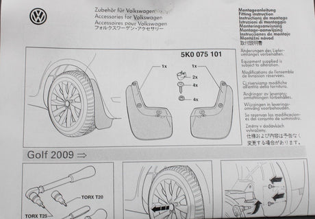 VW Golf MK6 2009-13 accessory mud flaps set (rear) 5K0075101