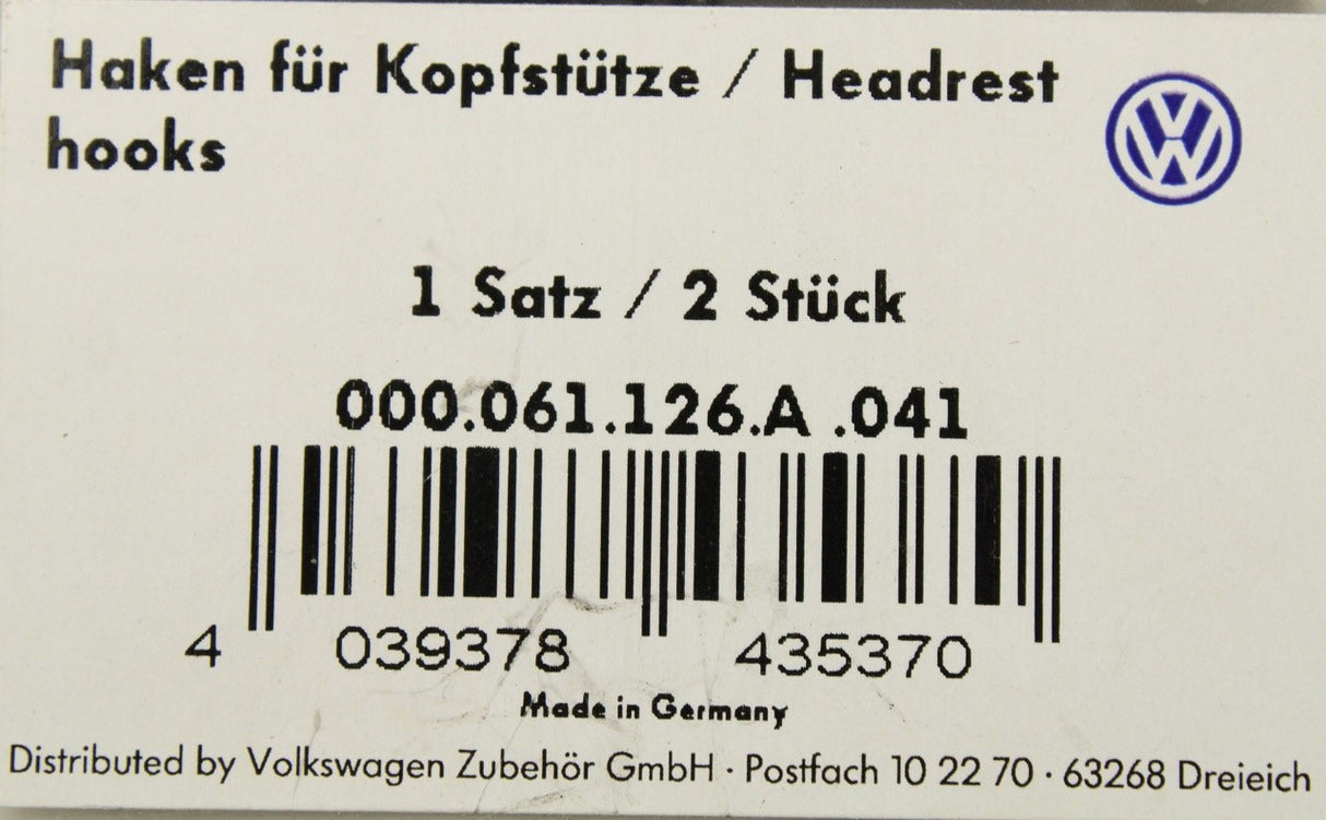 Volkswagen headrest mounting hook 'snakey' 000061126A 041