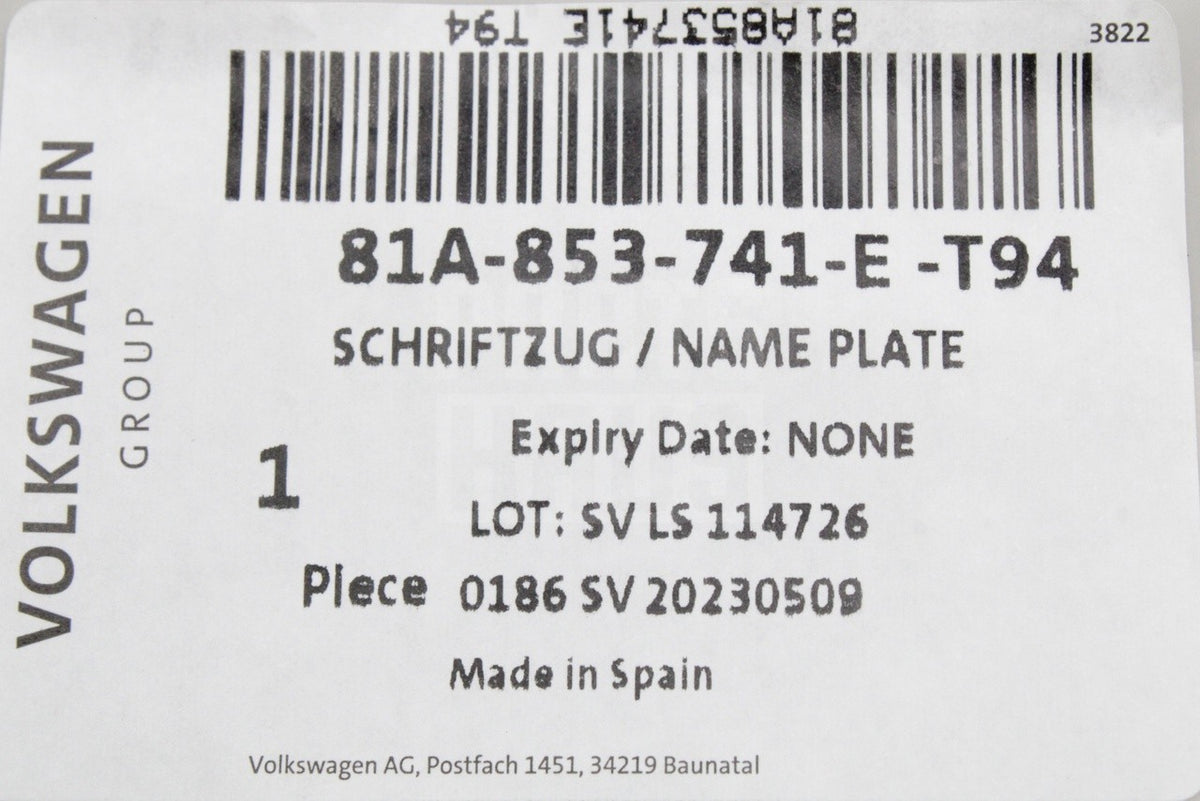 Audi Q2 2017-2026 rear Q2 lettering badge (black) 81A853741E T94