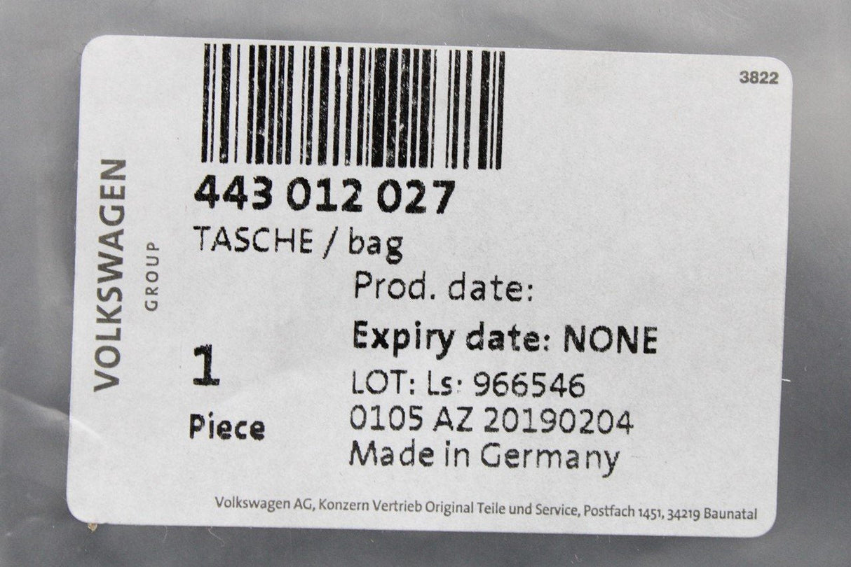 VW Audi Skoda SEAT spare wheel tool kit bag (black) 443012027