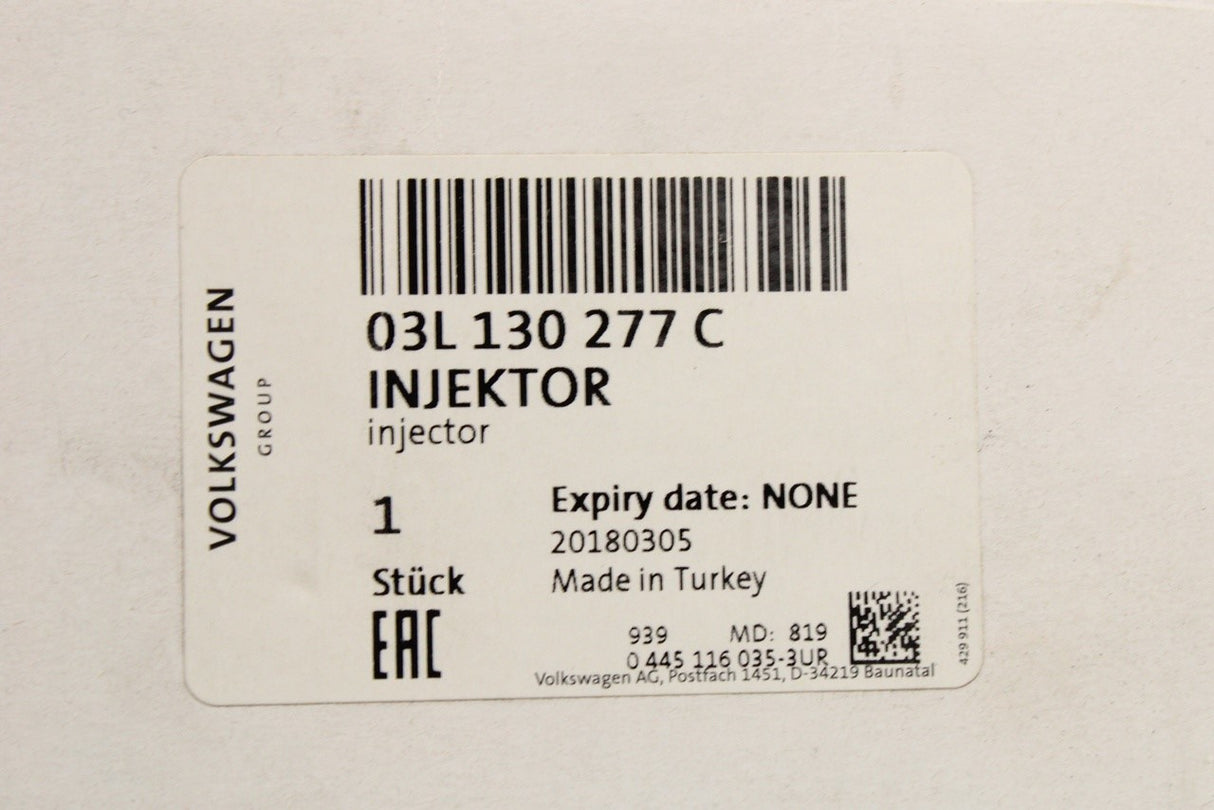 VW Amarok Transporter T5.1 T6 2010-2020 injector (2.0 TDI) 03L130277C