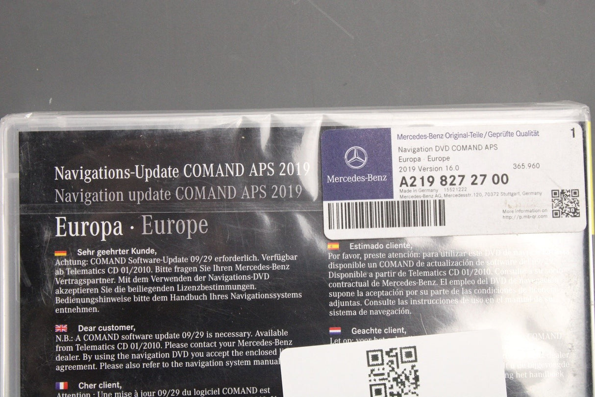 Mercedes-Benz Comand APS Sat Nav update DVD Europe V16 2019 A2198272700