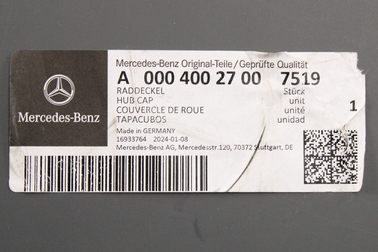 Mercedes-Benz alloy wheel centre cap (x1) grey A00040027007519