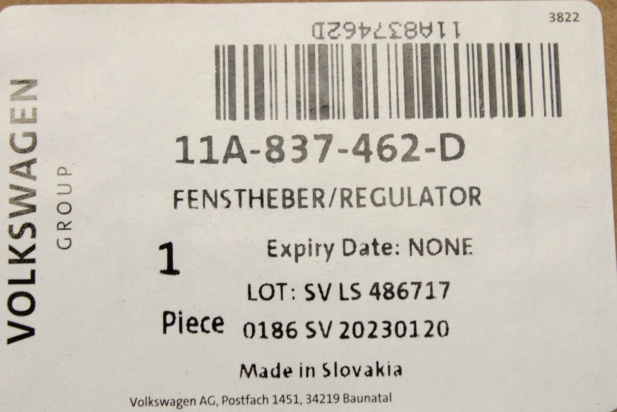 VW ID.4 ID.5 Audi Q4 e-tron front window regulator (right) 11A837462D