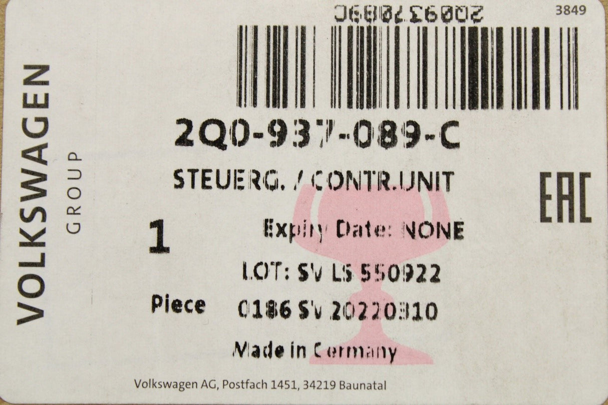 SEAT Arona 2018-on convenience system body control module 2Q0937089C