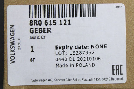 Audi Q5 2013-2017 brake pad wear indicator sensor (front) 8R0615121