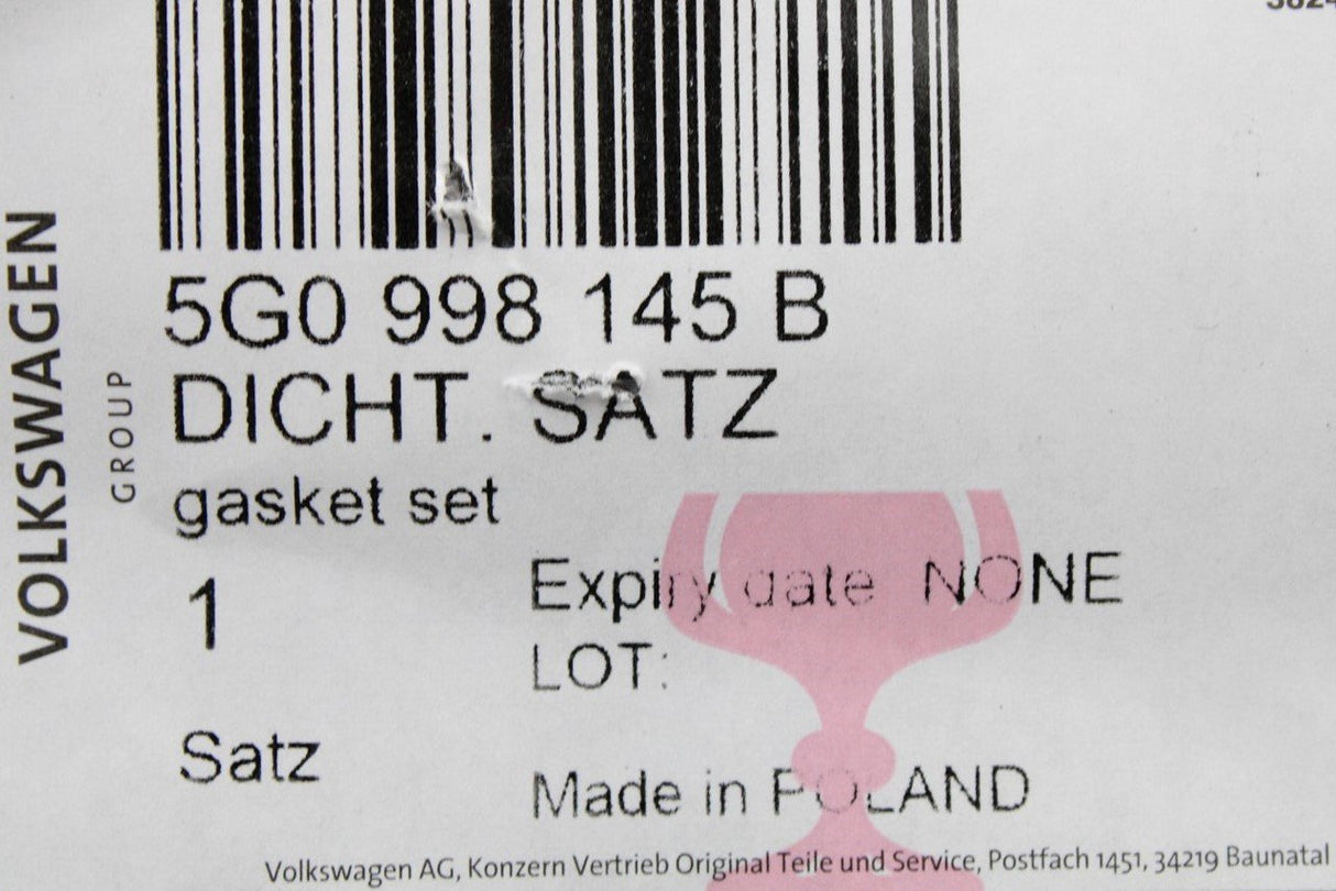 VW Golf MK7 2013-2016 hatchback rear light gasket set 5G0998145B/191/192