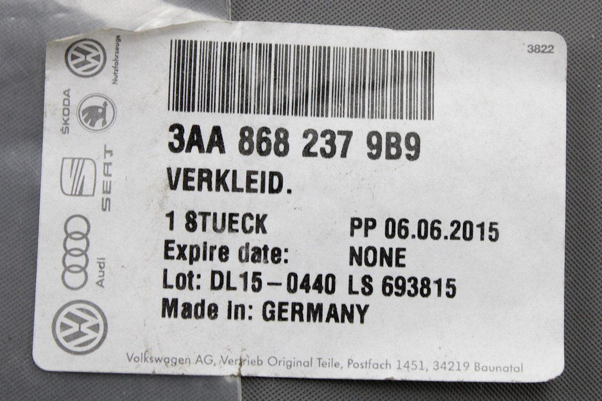 VW Passat B7 2011-2015 A pillar trim centre left (black) 3AA868237 9B9