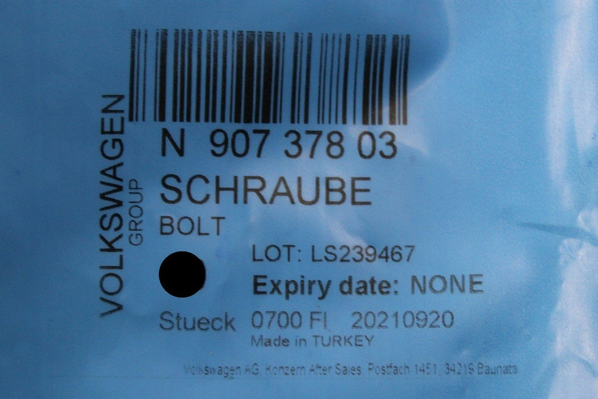 VW Audi Skoda SEAT Torx head bolt M6x14mm (x1) N90737803